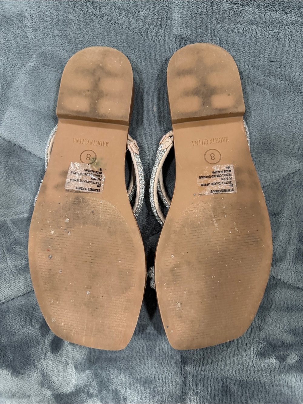 Steve Madden Nude Jeweled Multi-Strap Slide Sandals - Picture 3 of 4